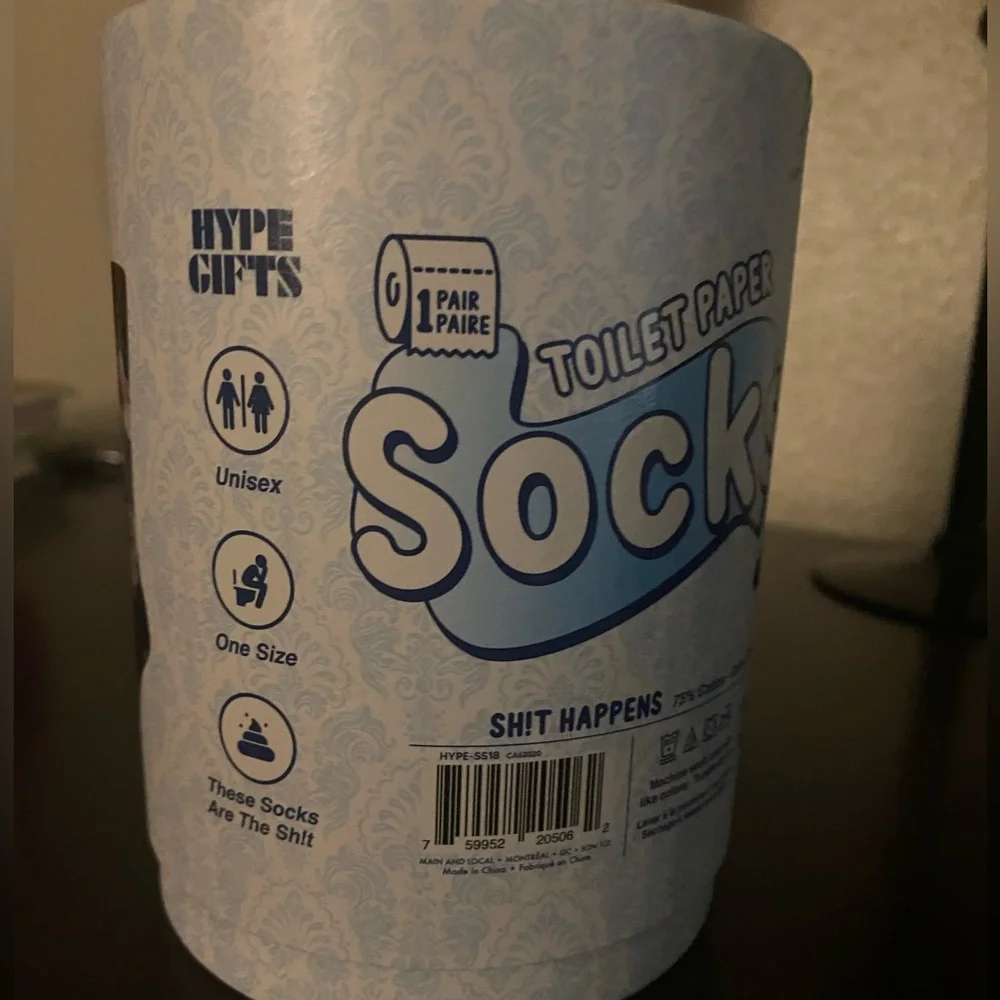 Hype Gifts Toilet Paper Socks “Sh*t Happens” Gag Gift Funny Novelty Socks
